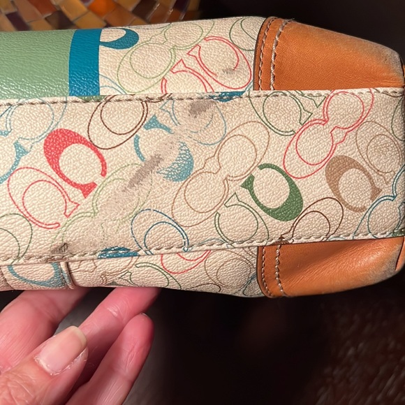 COACH  MULTICOLOR CHELSEA HERITAGE STRIPED SIGNATURE TOTE - Picture 16 of 17